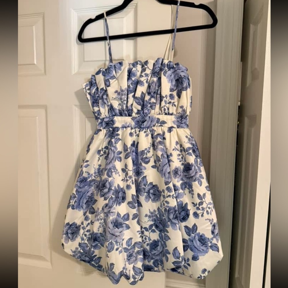 NWOT Floral Blue and White Dress